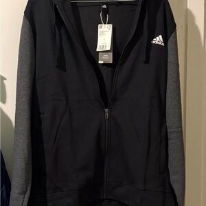 Adidas Men’s Black and Gray Zip-Up Hoodie